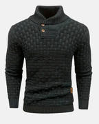 Dark green textured sweater on a white background
