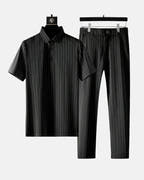 Ricco - Ice Silk Stripes Casual Set