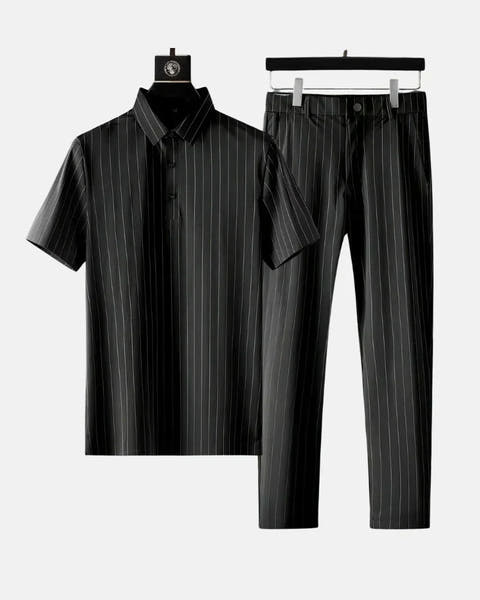 Ricco - Ice Silk Stripes Casual Set