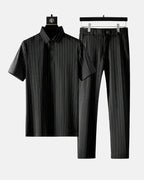 Ricco - Ice Silk Stripes Casual Set