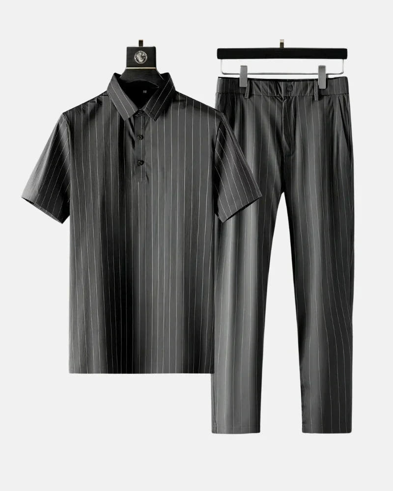 Ricco - Ice Silk Stripes Casual Set