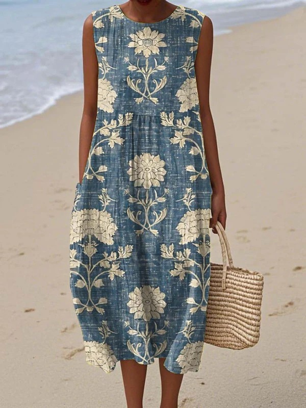 Quinn Bohemian Floral Print Midi Dress
