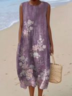 Kylie Delicate Design Purple Hue Shade Midi Dress