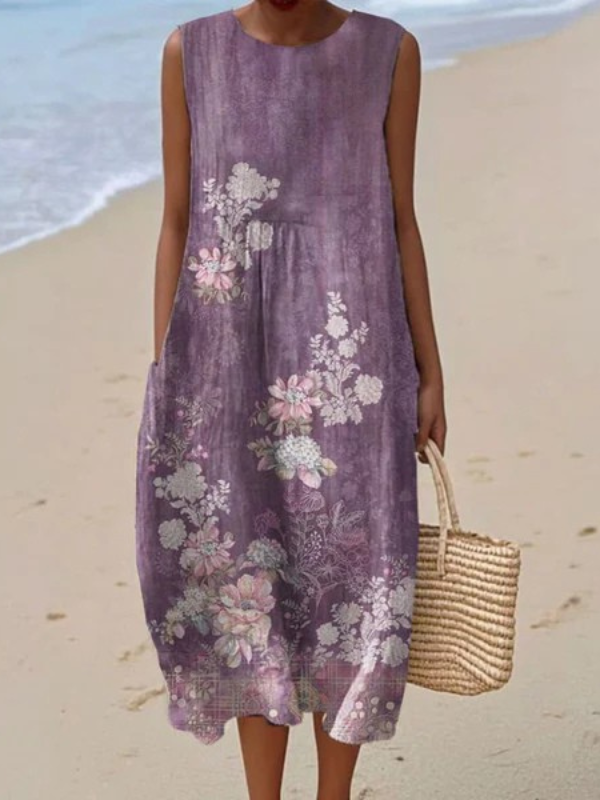 Kylie Delicate Design Purple Hue Shade Midi Dress