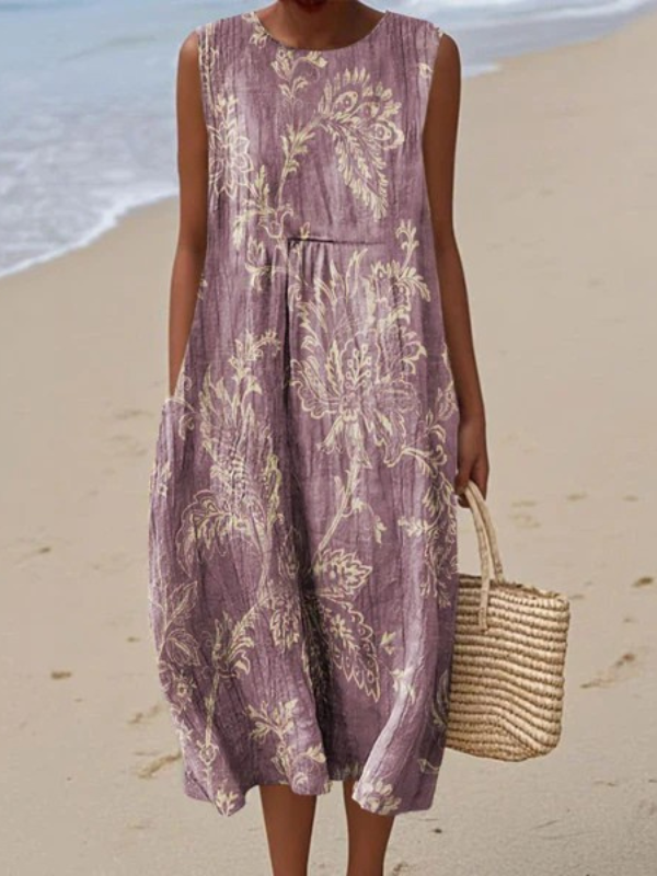 Carla Soft Purple Floral Print Midi Dress