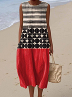 Charlotte Mix Pattern Modern Midi Dress