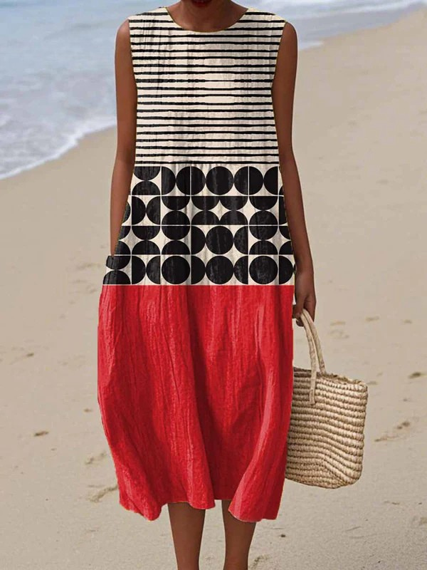 Charlotte Mix Pattern Modern Midi Dress