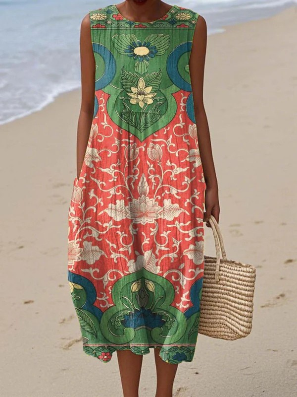 Colleen Boho Ornamental Midi Dress