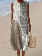 Avianna Monochrome Dots Minimalist Midi Dress