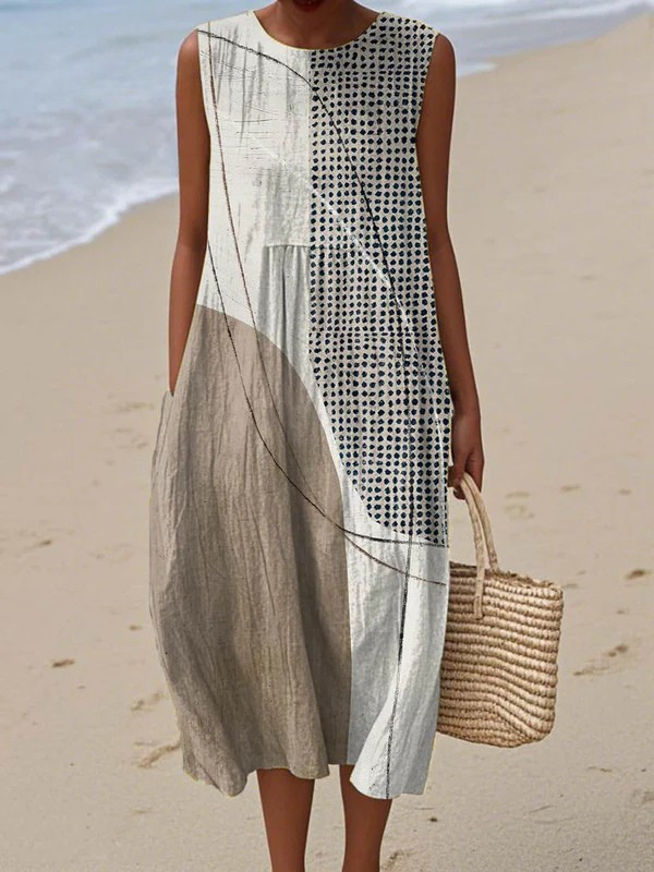 Avianna Monochrome Dots Minimalist Midi Dress