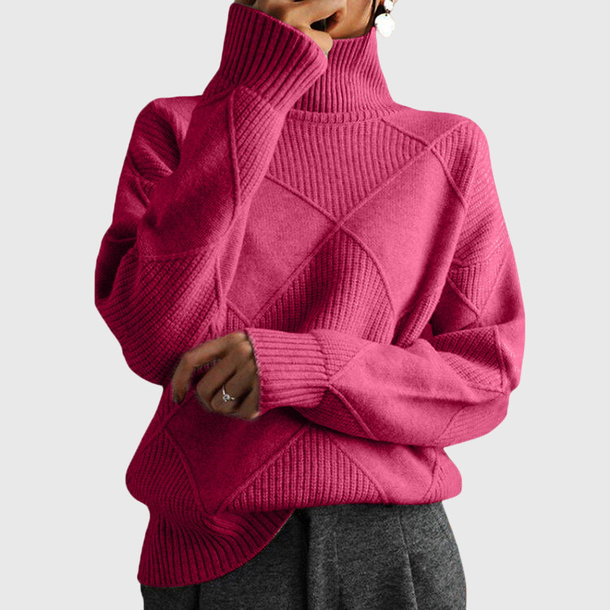 Alondra | Bold Geometric Turtleneck Sweater
