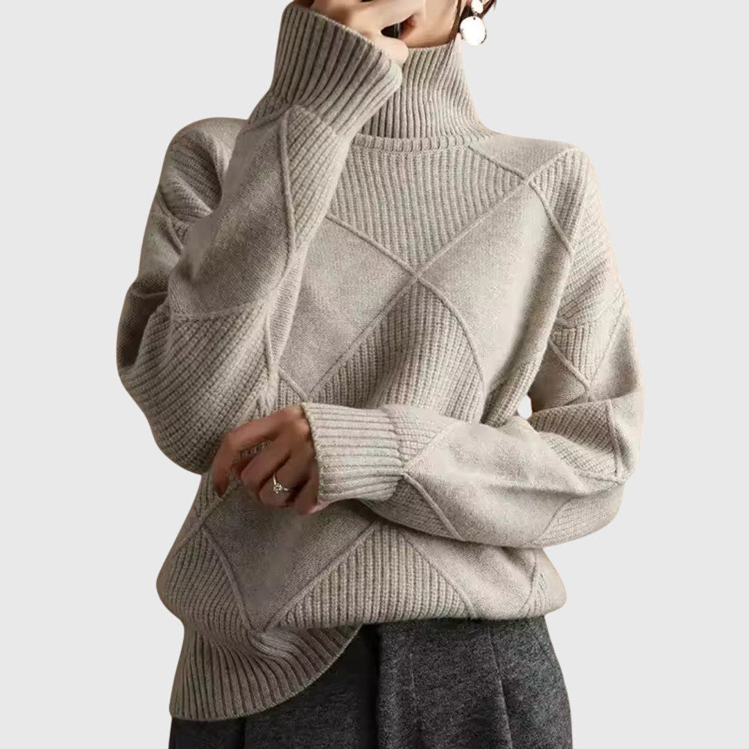 Alondra | Bold Geometric Turtleneck Sweater