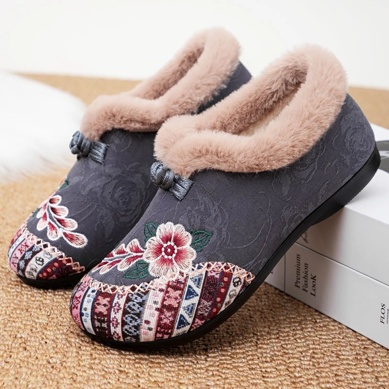 Ariella Embroidered All-Day Cosy Comfort Slippers
