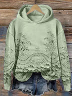 Roselle Lace-Trim Cozy Relaxed Hoodie