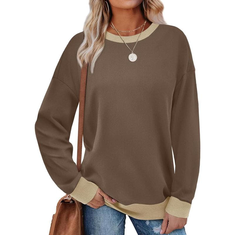 Stella Crew Neck Tunic Contrast Color Sweater