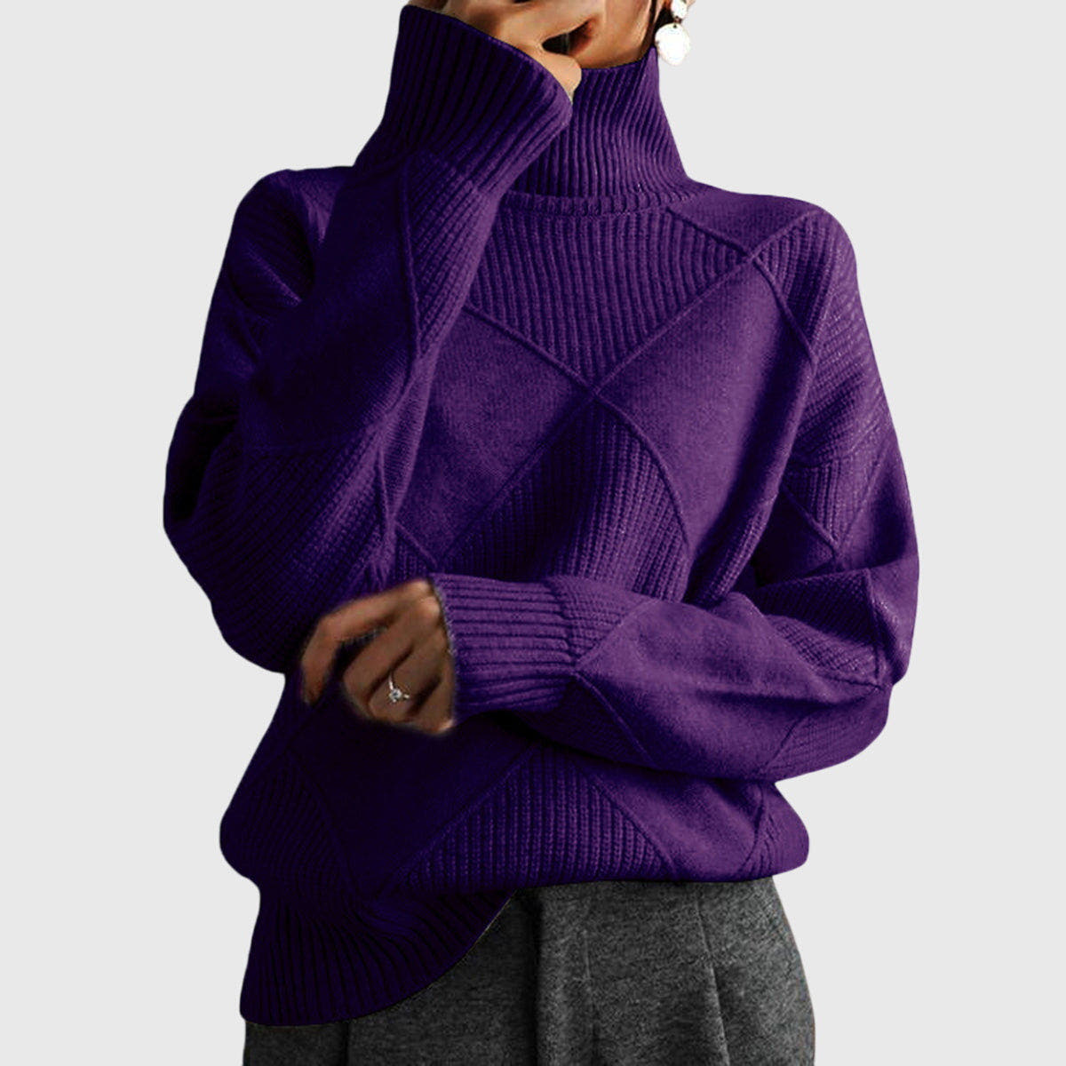 Alondra | Bold Geometric Turtleneck Sweater