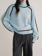 Elodie Contrast-Trim Turtleneck Sweater