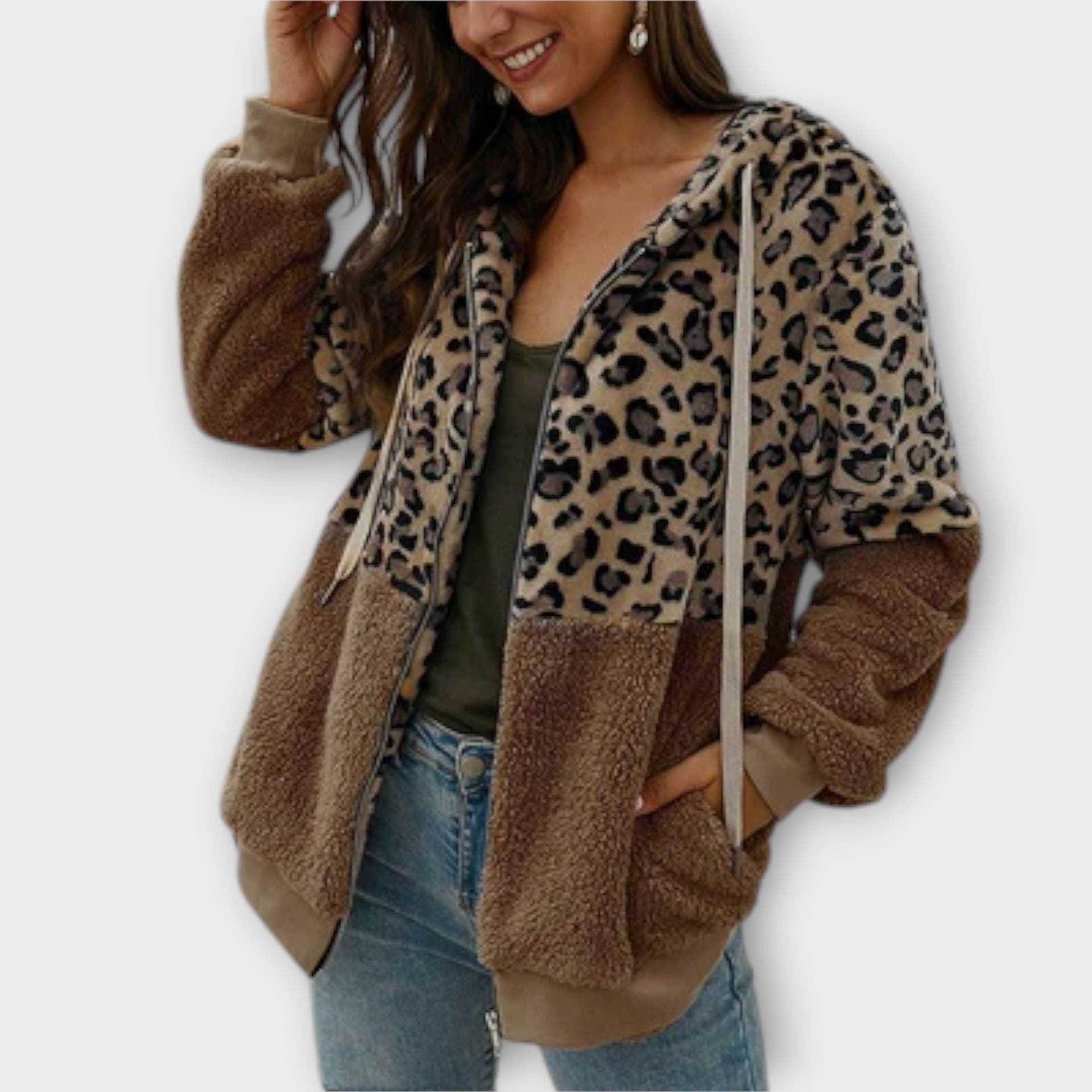 Maya Fleece Hoodie with Leopard Print Comfort