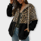 Maya Fleece Hoodie with Leopard Print Comfort