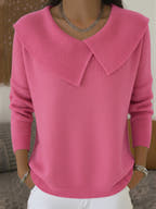 Ariella Fold-Over Collar Knit Sweater