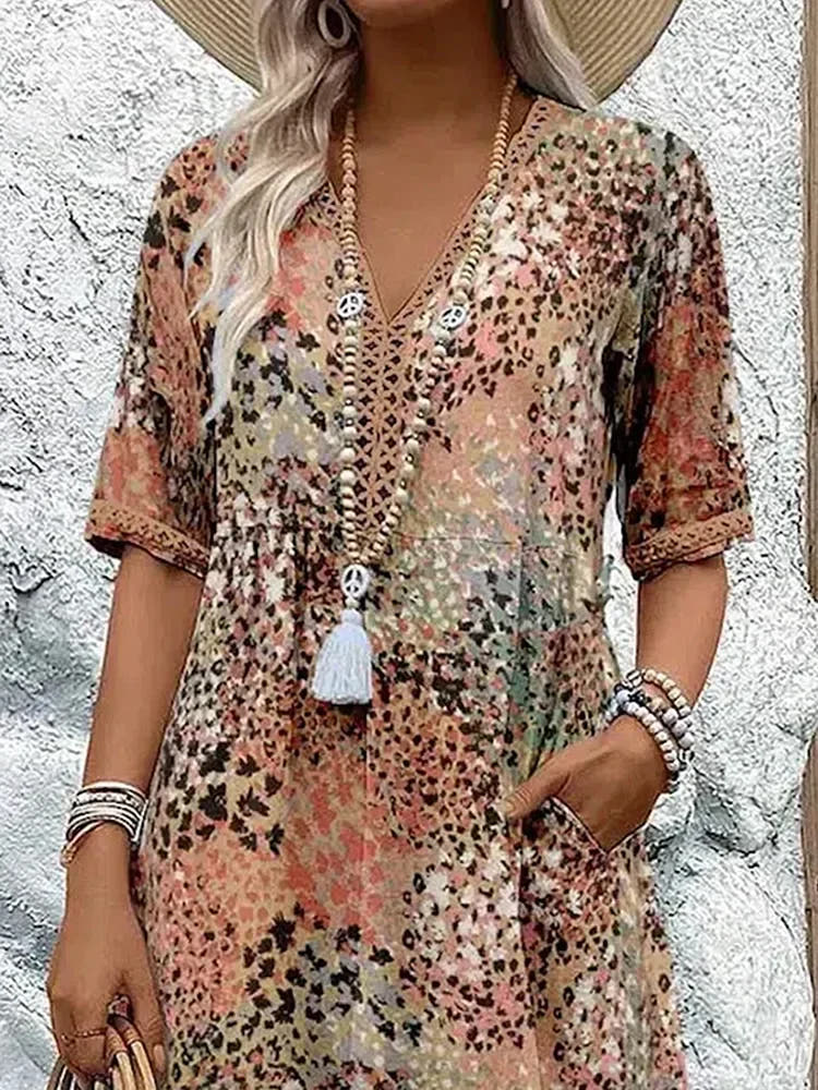 Women's Vibrant Print Midi Dress