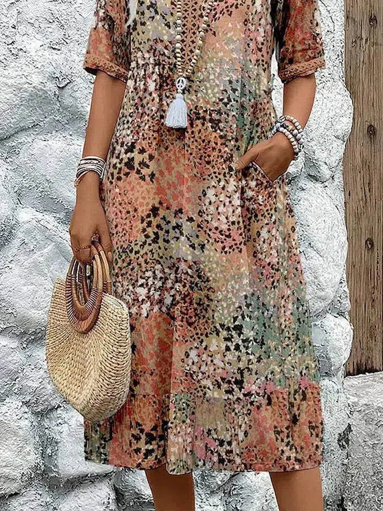Women's Vibrant Print Midi Dress