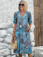 Women's Vibrant Print Midi Dress