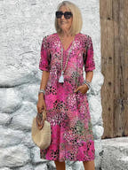Women's Vibrant Print Midi Dress