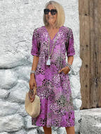 Women's Vibrant Print Midi Dress