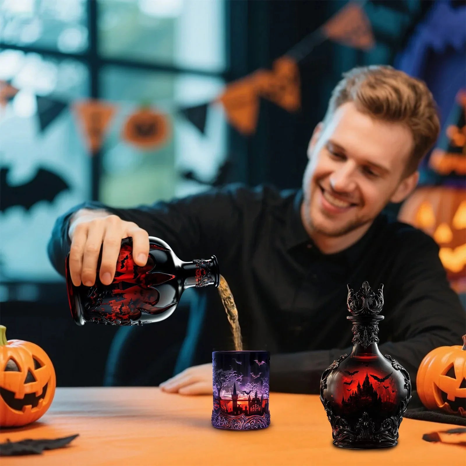 Haunted Ember | Halloween Decors Whiskey Bottle for Spooky Party Accent