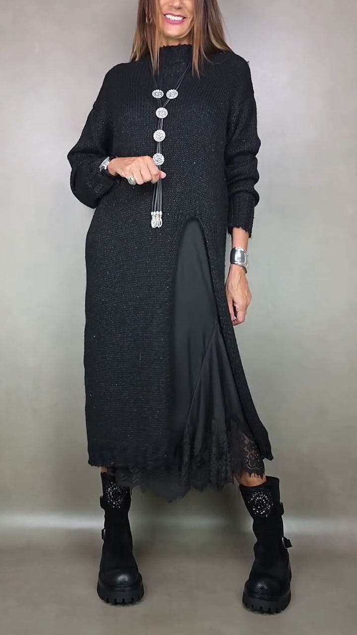 Arlette Layered-Elegance Flowing Sweater Dress