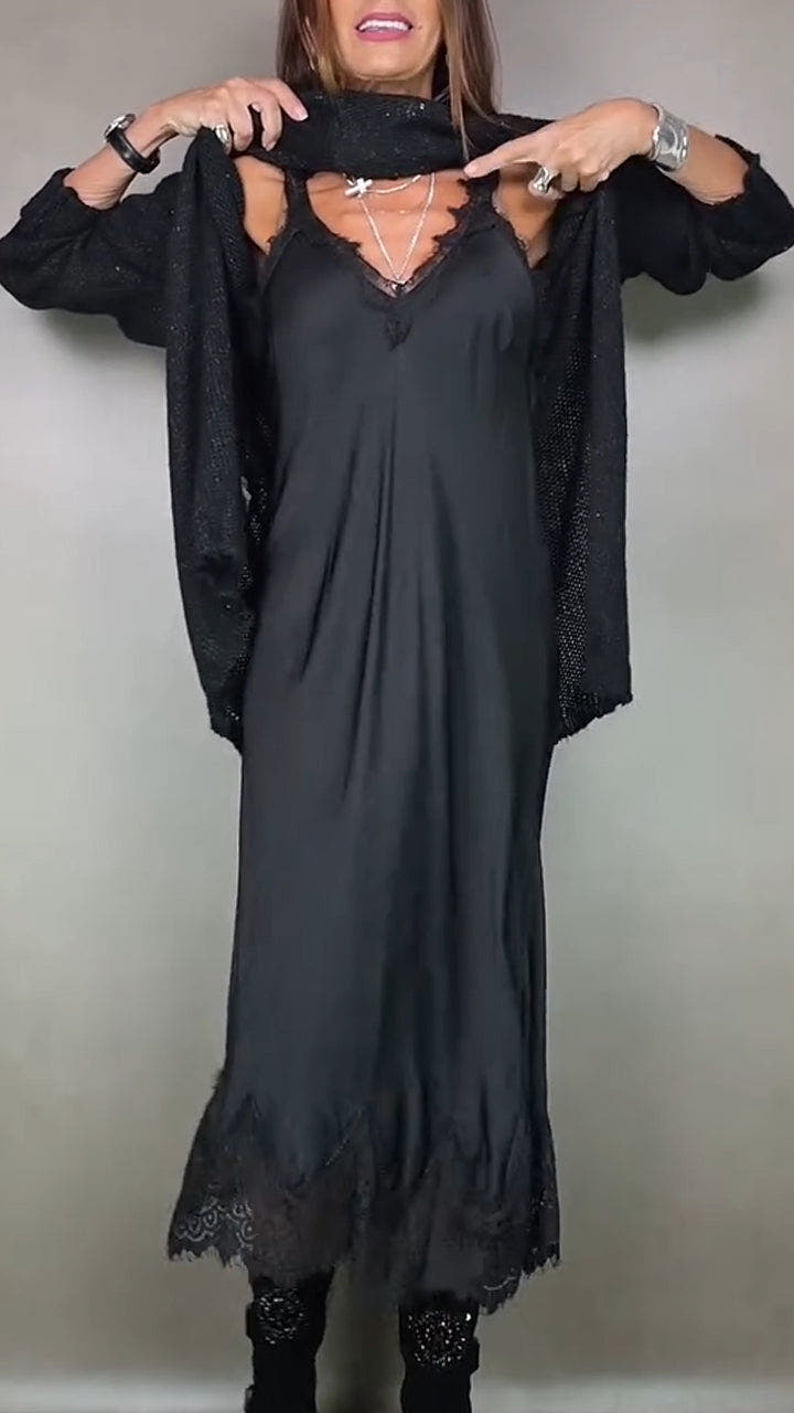 Arlette Layered-Elegance Flowing Sweater Dress