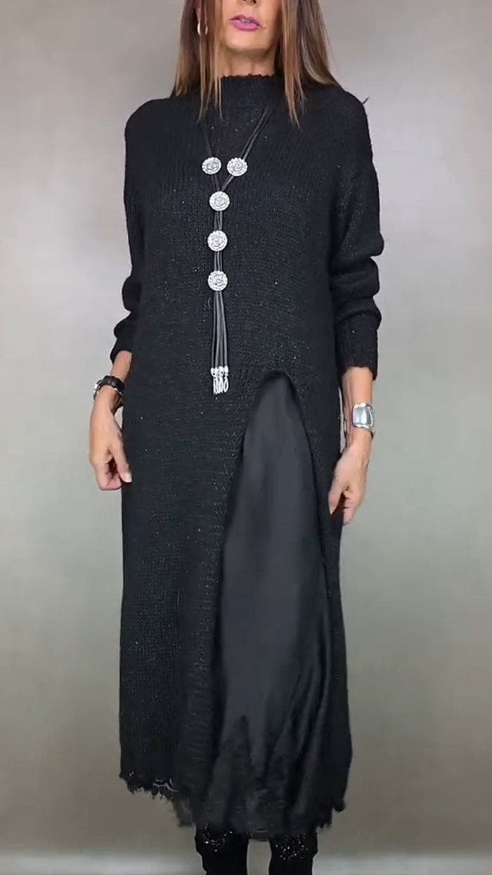 Arlette Layered-Elegance Flowing Sweater Dress