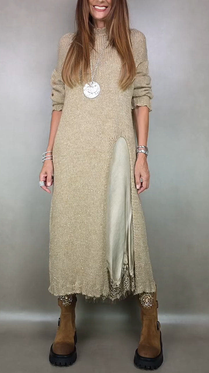 Arlette Layered-Elegance Flowing Sweater Dress