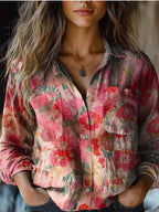 Bonnie | Patchwork Long Sleeve Shirt for Women with Vibrant Design