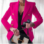 Winslet Sculpted Gold-Button Elegant Blazer