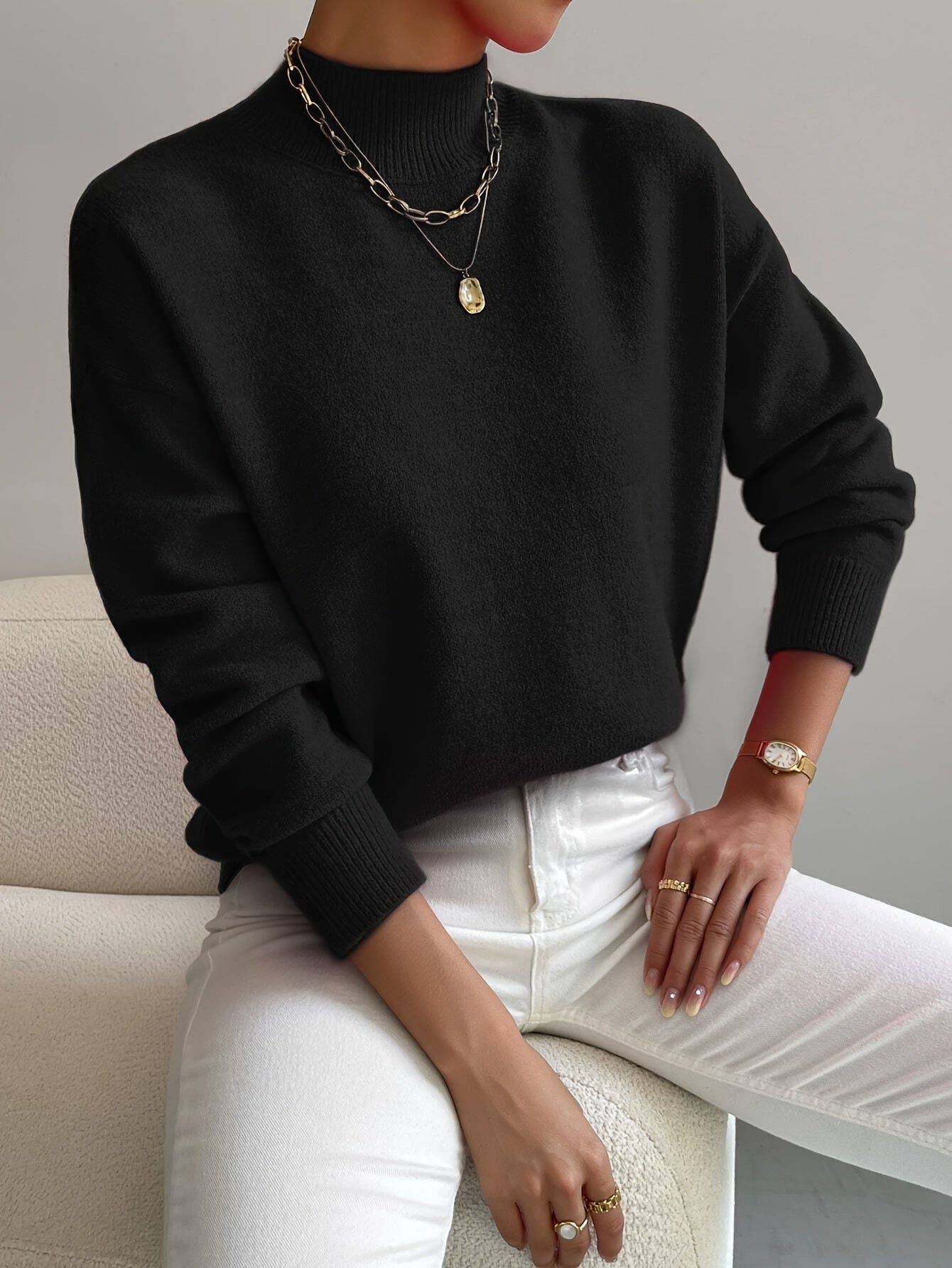 Zen Mock Turtleneck Knitted Sweater