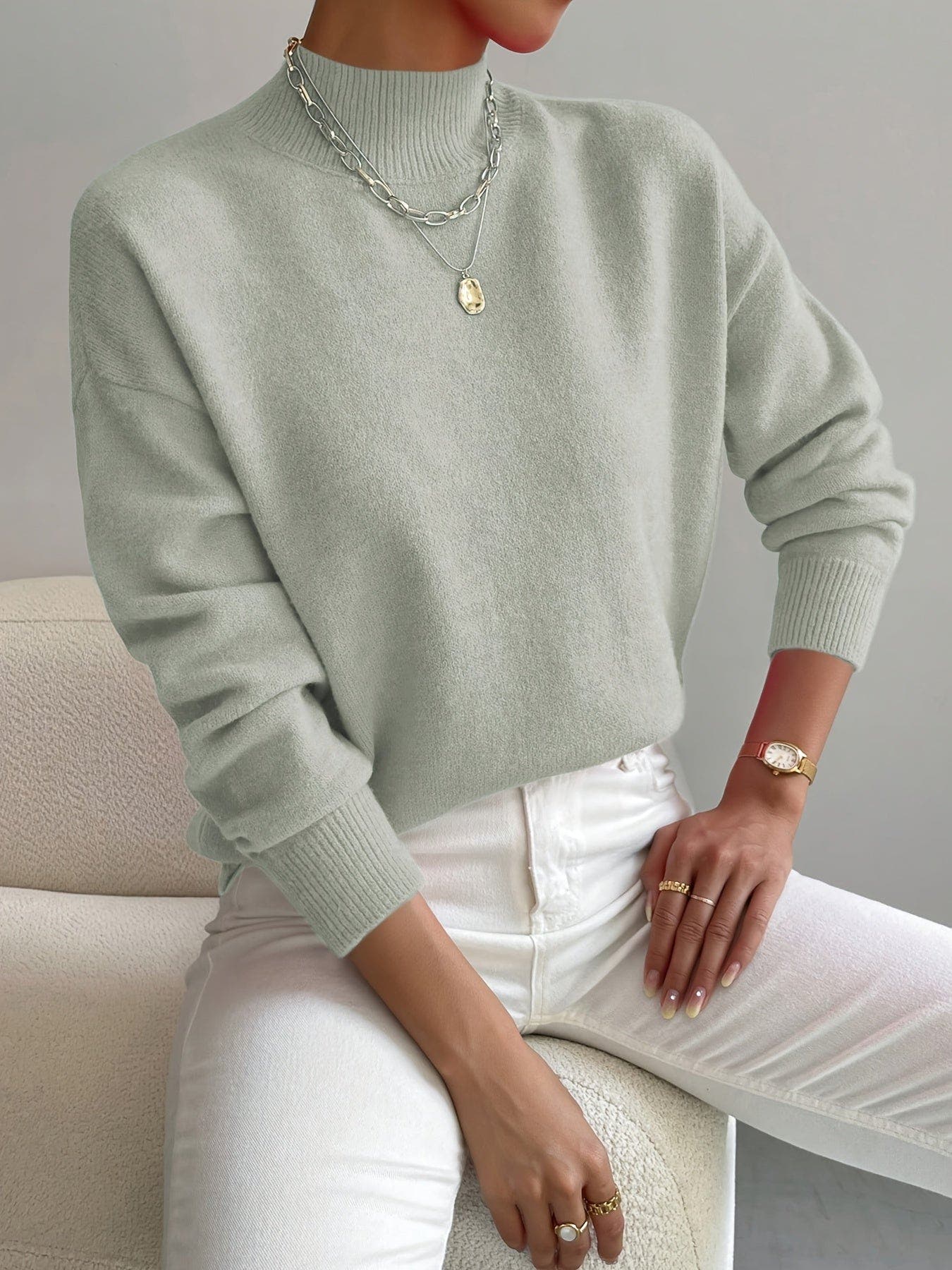 Zen Mock Turtleneck Knitted Sweater