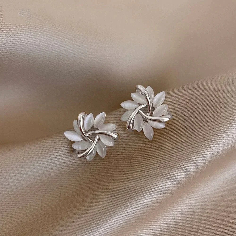 Brittany | Moon Opal and Petal Earrings for Women for Celestial Glow