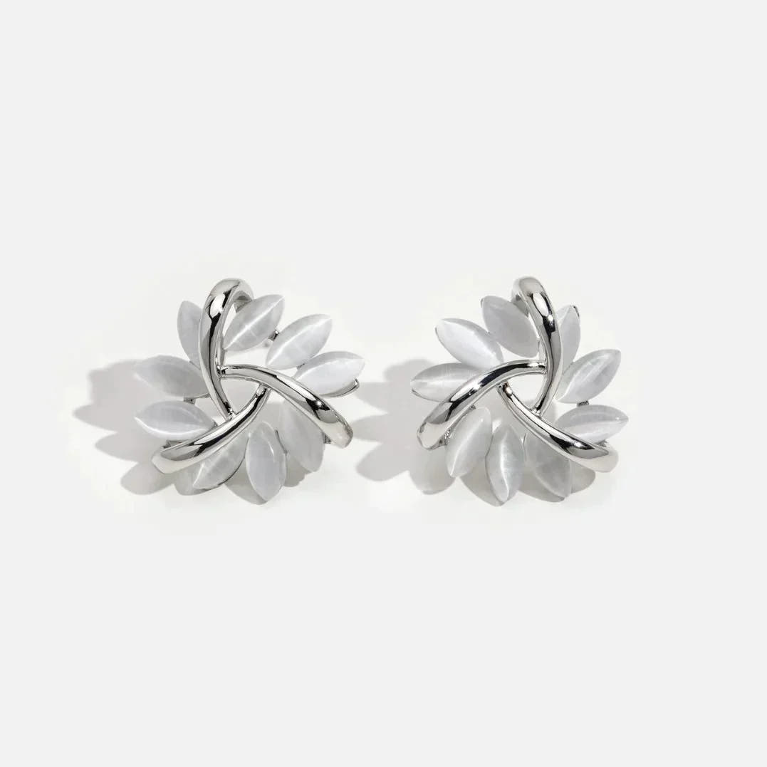 Brittany | Moon Opal and Petal Earrings for Women for Celestial Glow