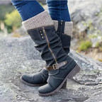 Harper Ankle Boot with Side Zipper and Knit Cuff