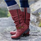Harper Ankle Boot with Side Zipper and Knit Cuff