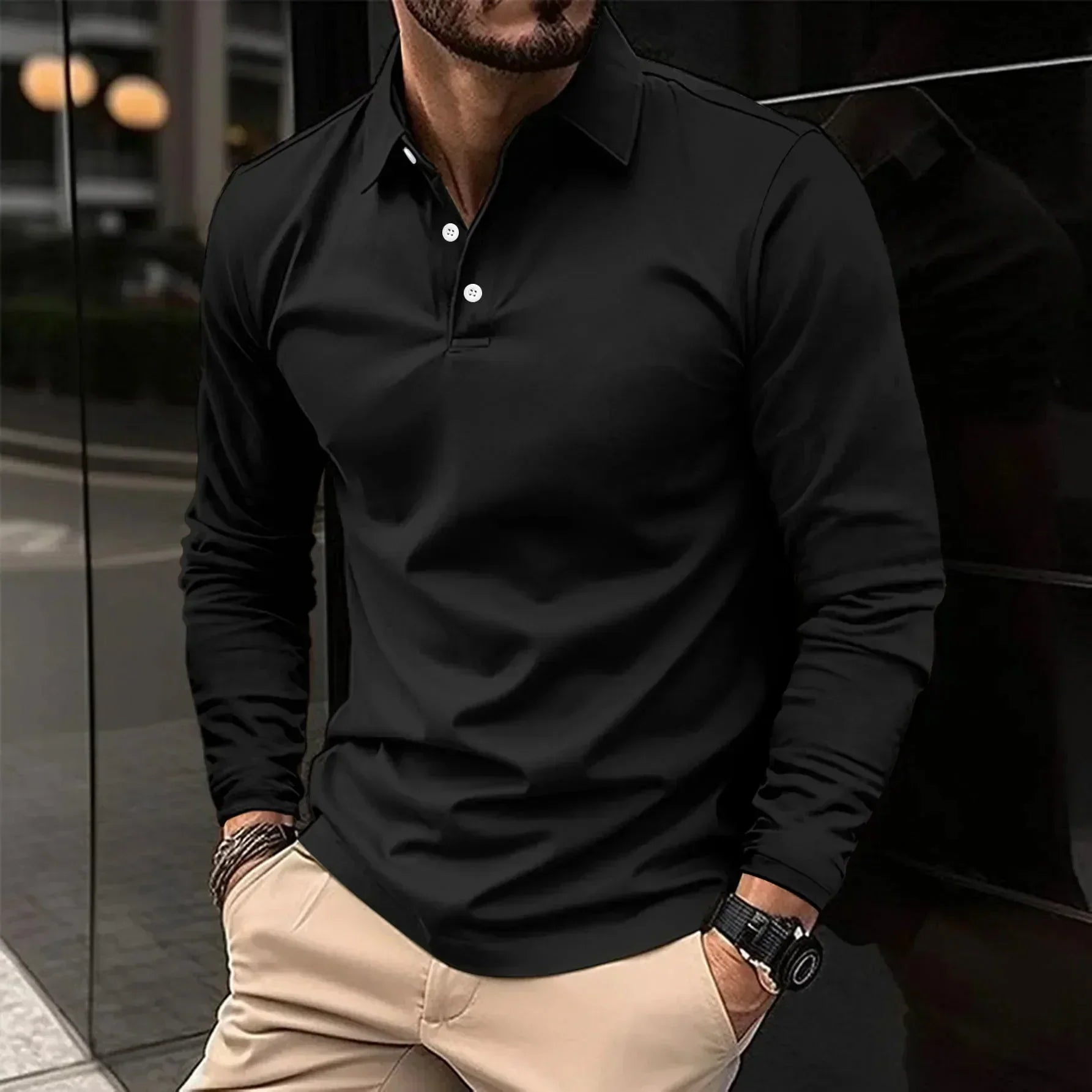 Friedrich - Casual Long Sleeve Polo Shirt