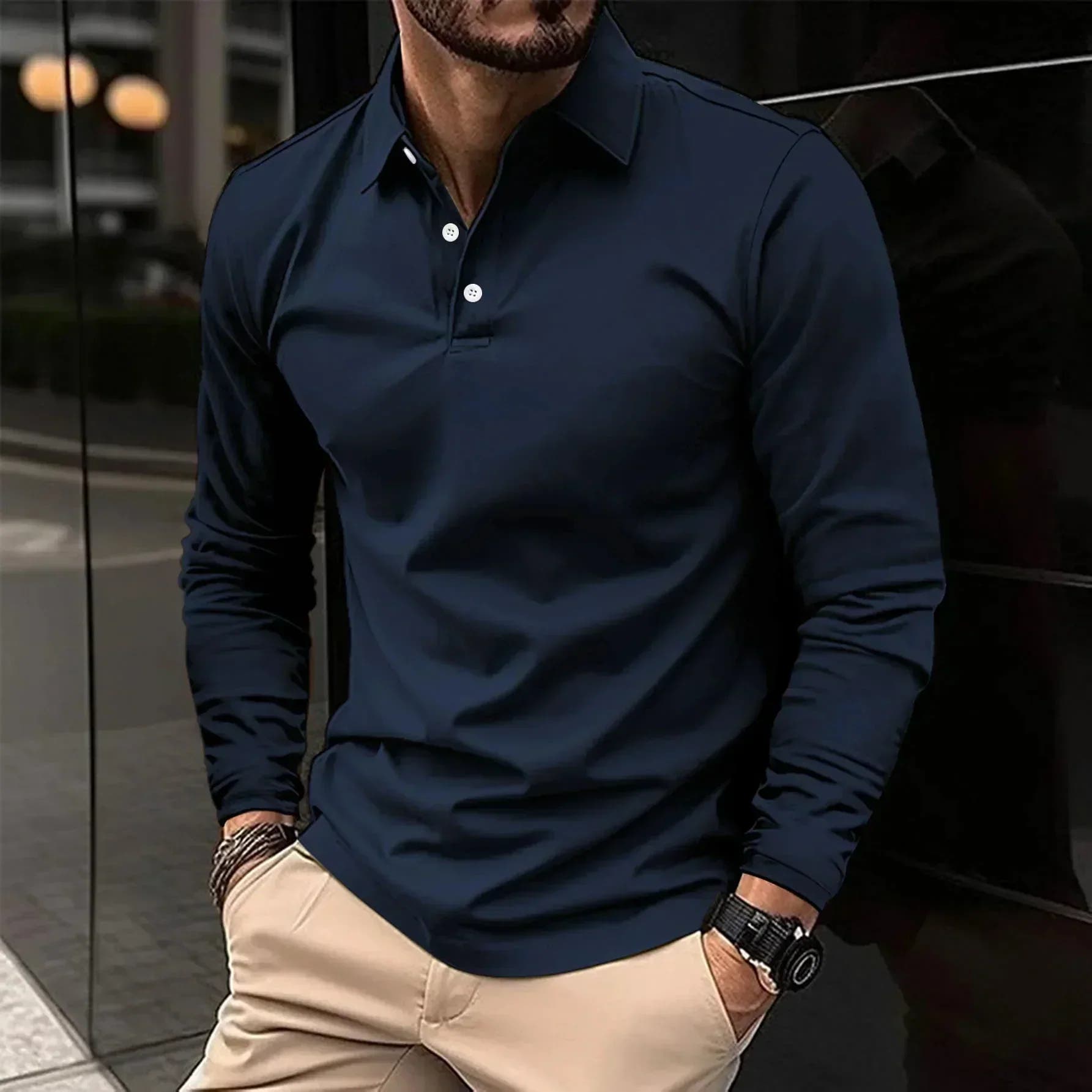 Friedrich - Casual Long Sleeve Polo Shirt