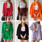 Alira Relaxed Short-Sleeve Button Two-Piece Set