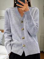 Faith Relaxed V-Neck Button-Up Cardigan