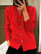 Faith Relaxed V-Neck Button-Up Cardigan