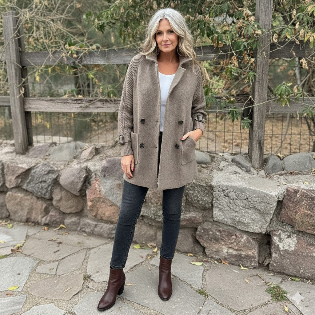 Penelope Double-Breasted Elegant Mid-Length Coat
