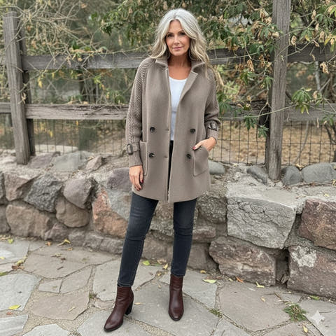 Penelope Double-Breasted Elegant Mid-Length Coat