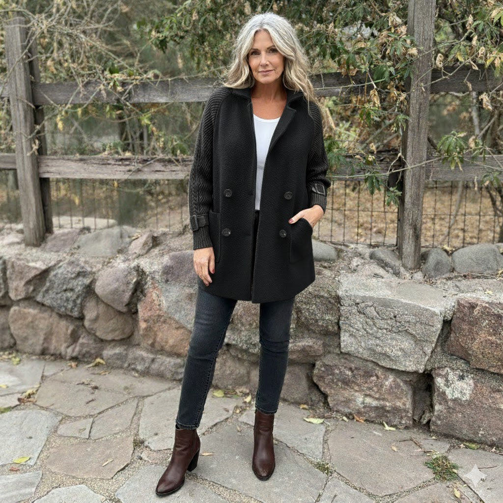 Penelope Double-Breasted Elegant Mid-Length Coat